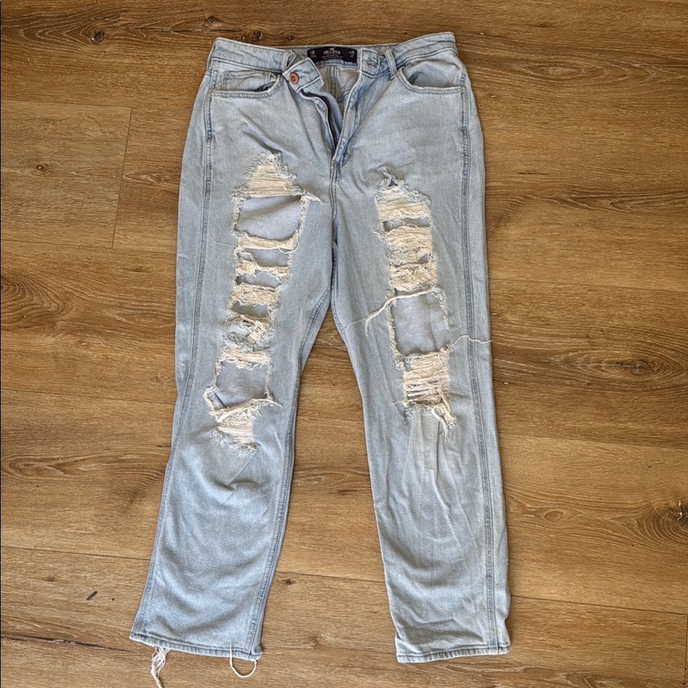 Hollister Blue Skinny Jeans with Distressed Details